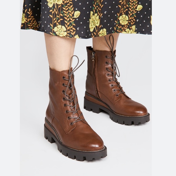 Sam Edelman Shoes - Sam Edelman by Anthropologie Garret lace up boots Lug sole Moto leather size 9.5